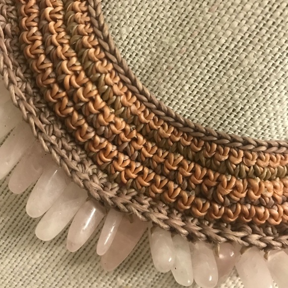 NOVICA Rose Quartz Collar Choker Macrame Necklace - Picture 5 of 6